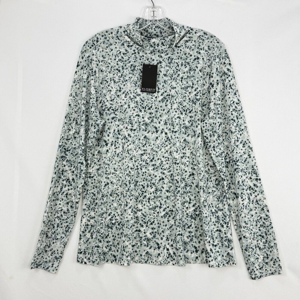 Eloquii Women's Green White Mock Neck Top NEW Size 18/20